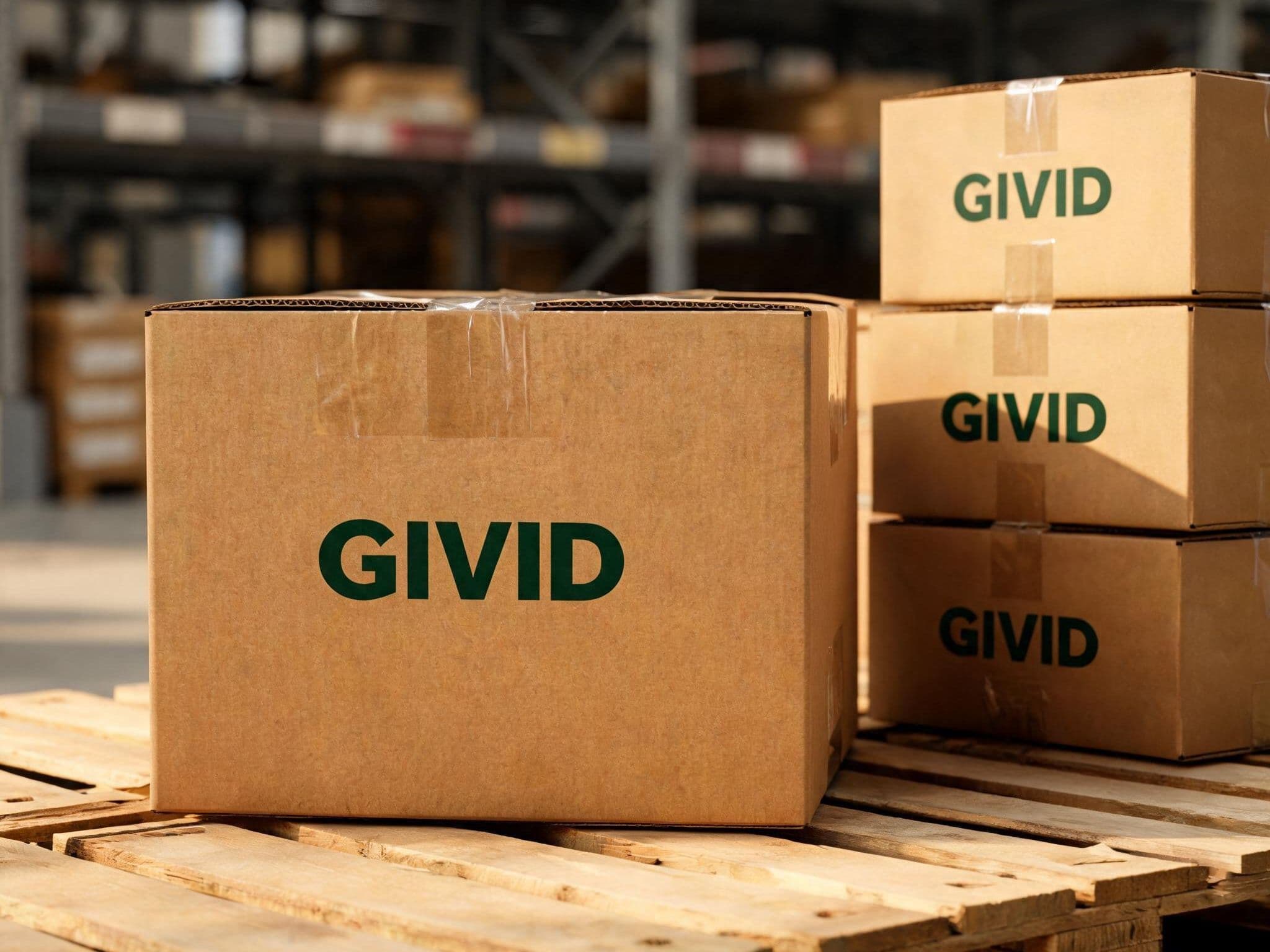 Caja de producto con el logotipo GIVID